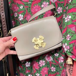 TOUS | ROSSIE Neutral Taupe Crossbody Shoulder Bag Matte Gold Chunky Detail